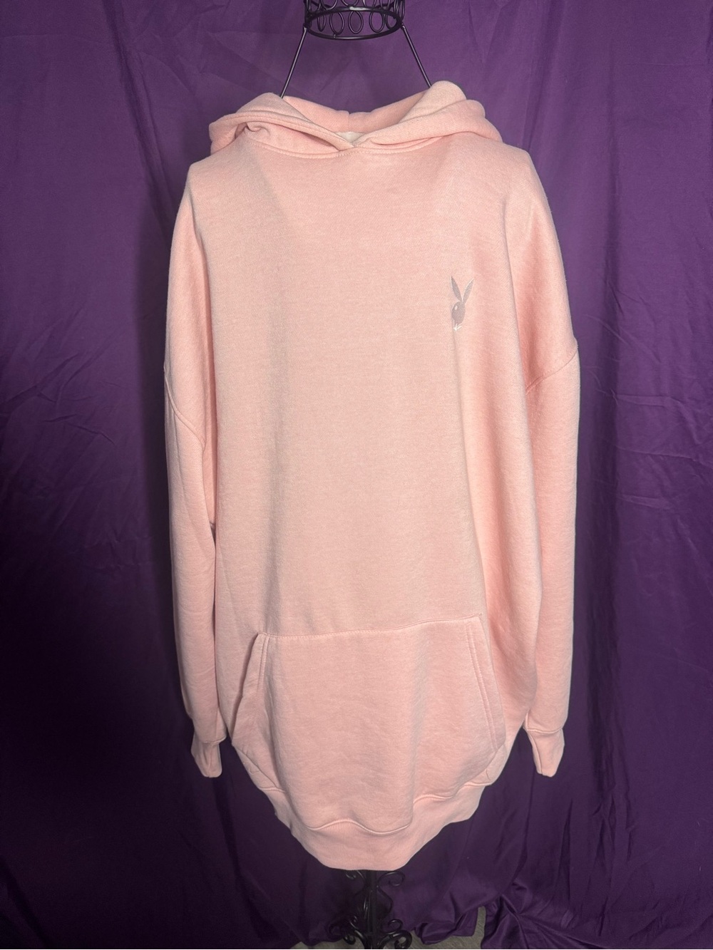 Missguided + Playboy Soft Pink Hooded Pullover with Subtle Logo